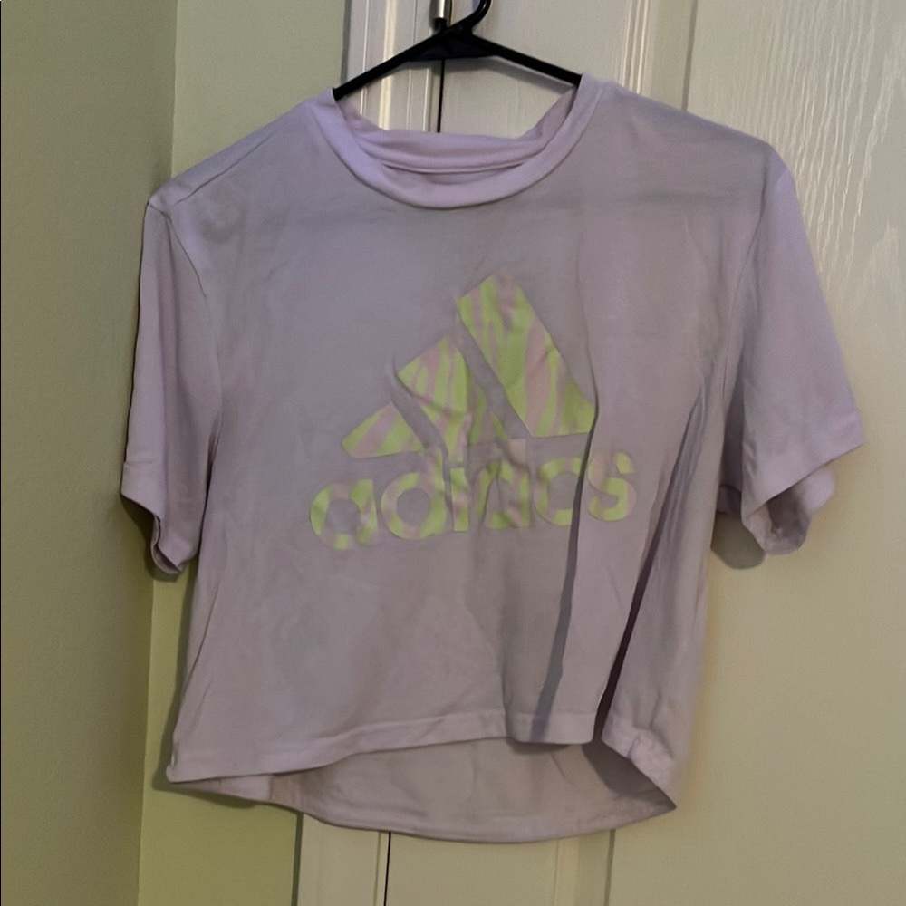 Adidas Light Purple Crop Tee with Logo